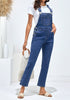 Classic Blue Women's Casual Adjustable Strap fit Jumpsuit with Pocket Jeans Trouse