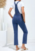 Classic Blue Women's Casual Adjustable Strap fit Jumpsuit with Pocket Jeans Trouse