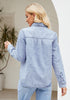 Roadknight Blue Denim Shirt For Women Button Front Blouse Broken-in  Business Casual Lightweight Long Shirt Sleeve