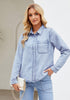 Roadknight Blue Denim Shirt For Women Button Front Blouse Broken-in  Business Casual Lightweight Long Shirt Sleeve