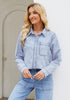 Roadknight Blue Denim Shirt For Women Button Front Blouse Broken-in  Business Casual Lightweight Long Shirt Sleeve