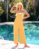 Golden Yellow Women's Casual Cotton Sleeveless Jumpsuit Adjustable Strap One-Piece Overalls