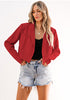 Red Women's Cropped Business Casual Blazers Lapel Work Office Jackets