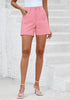 Quartz Pink Women's Chino High Waisted Elastic Waist Shorts Summer Straight Leg