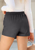 Dark Gray Women's High Waisted Faux Leather Skorts Elastic Waist Curvy Shorts