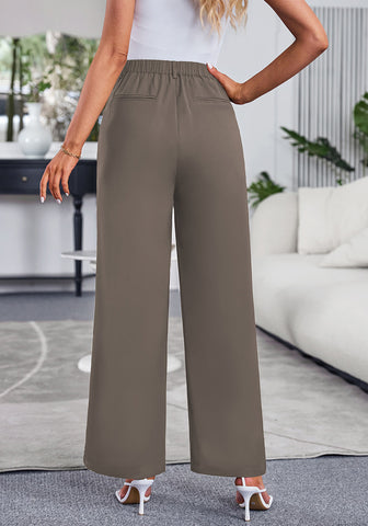 Taupe Gray Women's High Waisted Wide Leg Business Work Pants