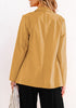 Honey Yellow Women's Business Casual Pocket Notched Lapels Blazer Long Rolled Up Sleeve Blazer