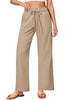 Almond Women's Comfortable Cool-Touch Drawstring Full-Length Lightweight Wide Leg Trousers