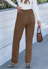 Cocoa Brown - Comfort Stretch Waist Women's High Rise Straight Leg Corduroys Flattering Vintage Everyday Pants
