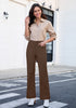 Cocoa Brown Women's Wide Leg Corduroy Pants Fashion High Waisted Pants with Pockets