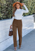 Cocoa Brown - Comfort Stretch Waist Women's High Rise Straight Leg Corduroys Flattering Vintage Everyday Pants