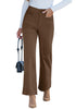 Cocoa Brown Women's Wide Leg Corduroy Pants Fashion High Waisted Pants with Pockets