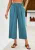 Lake Women's High Waisted Wide Leg Elastic Waist Linen Palazzo Pants Pull On Smock Waist Baggy Fit Trousers