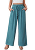 Lake Green Relaxed Fit High Waisted Elastic Waist Wide Leg Drawstring Pocket Pant