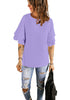 Lavender Women's Summer Blouse Casual Ruffle 3/4 Sleeve Tops Loose Shirts