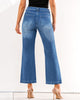2024 Lapis Longing Women's Casual Flare High Waisted Jeans Wide Leg Relaxed Fit Stretch Ruched Denim Pants Trouser