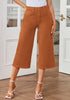 Rust Women's High Waist Jeans Wide Leg Capri Jean Cropped Denim Pants Strechy Trouser