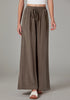 Brown Relaxed Fit High Waisted Elastic Waist Wide Leg Drawstring Pocket Pant