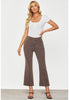 Cinnamon Brown - Acid Wash Women's High Waisted Stretch Raw Hem Distressed Flare Denim Jeans Pants