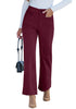Wine Red Women's Wide Leg Corduroy Pants Fashion High Waisted Pants with Pockets