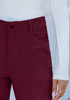 Wine Red - Women's High Rise Straight Fit Corduroy Pants Elastic Waistband Chic Autumn Winter Essential Retro