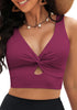 LookbookStore Tankini Tops for Women Cut Out Long Bikini Top Twist Knot Padded Adjustable Swimsuit Tops Only Resort Wear