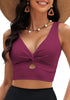 LookbookStore Tankini Tops for Women Cut Out Long Bikini Top Twist Knot Padded Adjustable Swimsuit Tops Only Resort Wear