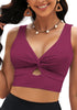 LookbookStore Tankini Tops for Women Cut Out Long Bikini Top Twist Knot Padded Adjustable Swimsuit Tops Only Resort Wear