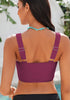 LookbookStore Tankini Tops for Women Cut Out Long Bikini Top Twist Knot Padded Adjustable Swimsuit Tops Only Resort Wear