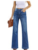 Lapis Longing Women's Flare Full Length High Rise Denim Relaxed Fit Wide Leg Jeans