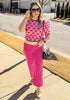 Hot Pink Women's High Waisted Denim Wide Leg Jeans Pants Trouser