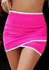 Neon Pink Women High Waisted Ruched Swim Bottom Colorblock Tulip Hem Bikini Swimsuit