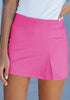 Hot Pink Women's High Waisted Faux Leather Skirts Pull On Shorts With Side Split