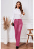 Hot Pink Women's Bell Bottom High Waisted Faux Leather Pants Flare Pants