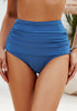 Gray Blue High Waist Ruched Swim Bottom