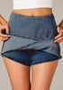 Women's Denim High Waisted Shorts Skort Stretch Asymmetrical Wrap Skirt