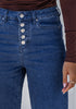 Classic Blue Trendy Wide Leg Jeans for women  Chic High Waisted Stretchy Button Front Denim Pants
