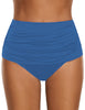 Gray Blue High Waist Ruched Swim Bottom