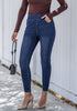 Bright Cobalt Blue Washed Women's stretch slim jeans high waist versatile fashion jeans trousers jeans