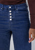 Darkness Blue Trendy Wide Leg Jeans for women  Chic High Waisted Stretchy Button Front Denim Pants