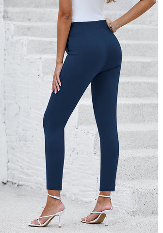 Dark Blue Women's Business Casual High Waisted Skinny Straight Leg Stretch Trouser Pants