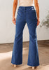 Darkness Blue Women's Full Length High Waist Regular Fit Flare Jeans Slight Stretch