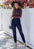 Night Blue Washed Women's Stretch Slim Jeans High Waist Versatile Fashion Jeans Trousers Jeans