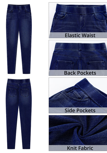 Night Blue Washed Women's Stretch Slim Jeans High Waist Versatile Fashion Jeans Trousers Jeans