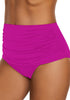 Deep Magenta High Waist Ruched Swim Bottom