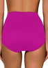 Deep Magenta High Waist Ruched Swim Bottom