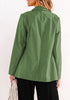 Olive Green Women's Business Casual Pocket Notched Lapels Blazer Long Rolled Up Sleeve Blazer