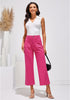 Hot Pink Women's High Waisted Denim Wide Leg Jeans Pants Trouser