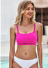 Neon Pink Women's Crop Racerback Bikini Top with Adjustable Strap