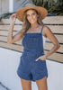 Medium Blue Women's Denim Jean Pockets Rompers Adjustable Spaghetti Strap Denim Loose Bib Overall